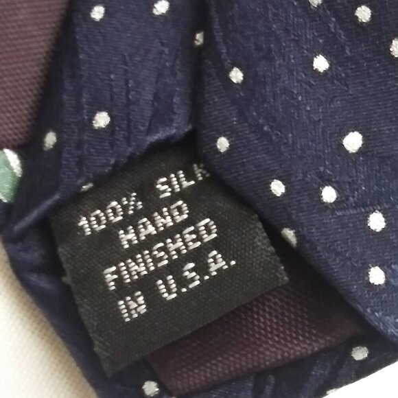 Vintage CHEZ ROFFE Floral 100% Silk Tie Roses Polka Dots Wedding Formal Occasion - Picture 4 of 7